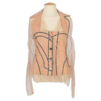Pre-owned Dior Christian  2006 Beige Cotton Tulle Jacket With Studs, Size 40fr In Brown