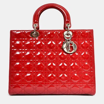 Pre-owned Dior Christian  2011 Red Patent Leather Large Lady