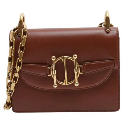 Pre-owned Dior Christian  2018 Sac Direction Tan Leather Golden Chain Shoulder Bag In Brown