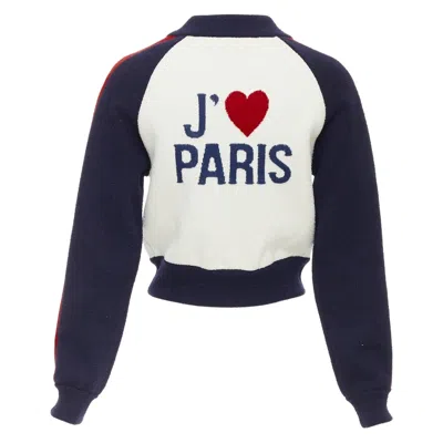 Pre-owned Dior Christian  2021 I Love Paris Wool Cropped Track Jacket Zip Bomber Fr34 Xs In Black