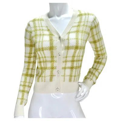 Pre-owned Dior Christian  2021 Plaid Wool Cardigan In Sand
