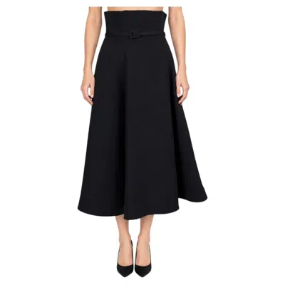 Pre-owned Dior Christian  2022 Belted High-waisted Midi Skirt Black 38 S