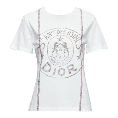 Pre-owned Dior Christian  2022 L'union Fait Le Force White Cotton Linen Stamp Tee Xs