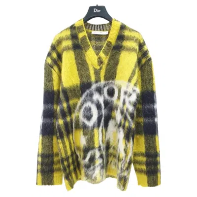 Pre-owned Dior Christian  2022 Runway Plaid Mohair Sweater - Sz 36 In Brown