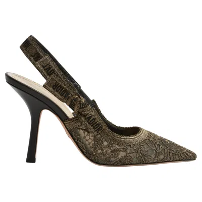 Pre-owned Dior Christian  2024 Escarpins Eu39 Ja Embroided Slingback Pumps Uk6 Us8.5 In Black