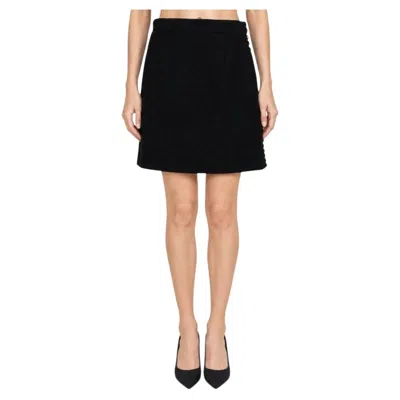 Pre-owned Dior Christian  2024 Flared Tweed Mini Skirt Black 38 S