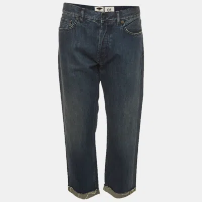 Pre-owned Dior Christian  30 Montaigne Blue Cropped Boyfriend Jeans M/waist 34"