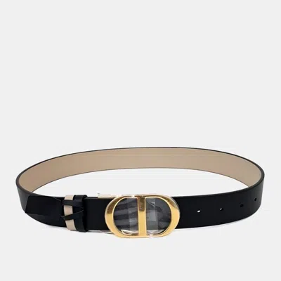 Pre-owned Dior Christian  30 Montaigne Reversible Belt B0179uwga In Black