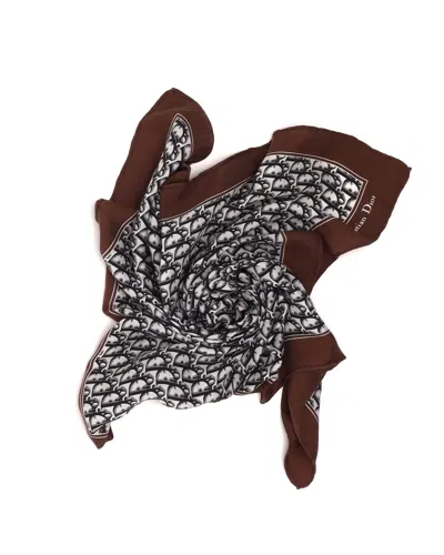 Dior Christian  55 Trotter Silk Scarf In Brown