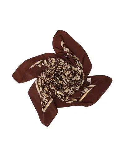 Pre-owned Dior Christian  65 Trotter Silk Scarf In Brown