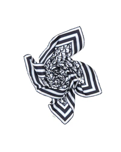 Dior Christian  70 Oblique Slik Scarf In Metallic