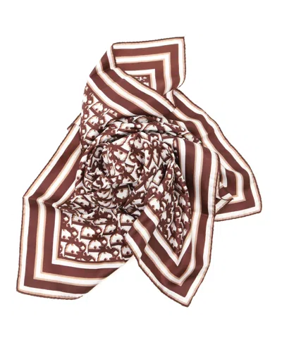 Dior Christian  70 Trotter Silk Scarf In Brown
