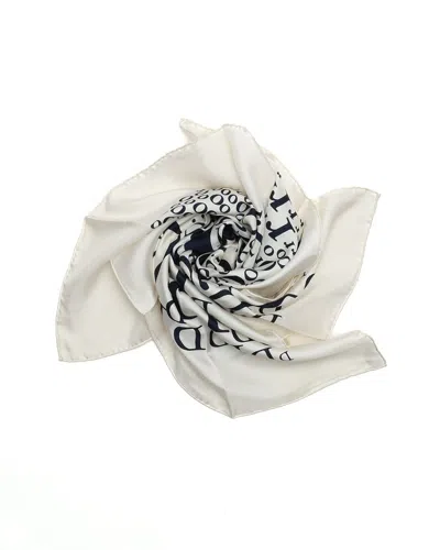 Pre-owned Dior Christian  80 Silk Scarf In White