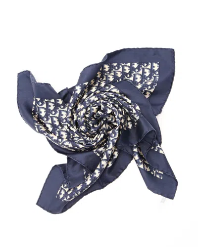 Dior Christian  80 Trotter Silk Scarf In Blue