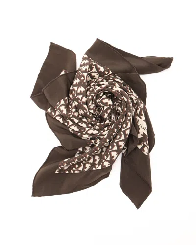 Dior Christian  80 Trotter Silk Scarf In Brown