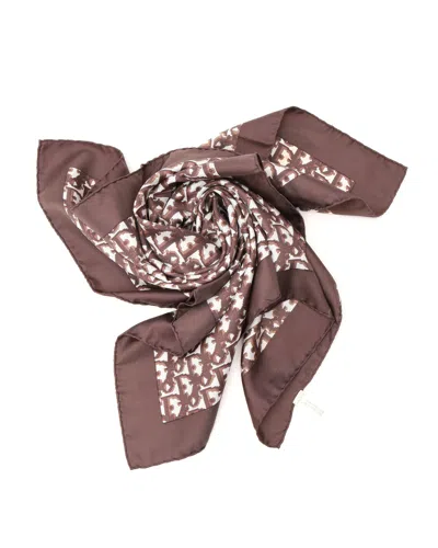 Dior Christian  80 Trotter Silk Scarf In Brown