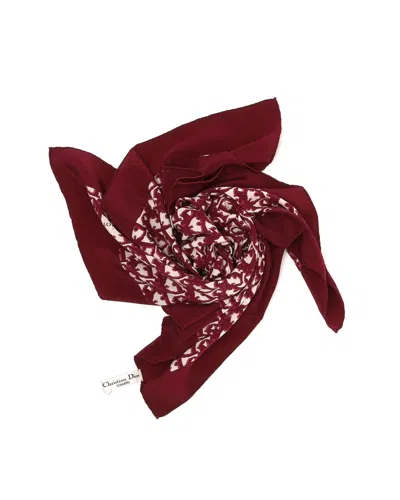 Dior Christian  80 Trotter Silk Scarf In Burgundy
