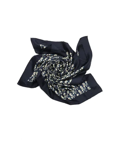 Pre-owned Dior Christian  80 Trotter Silk Scarf In Navy
