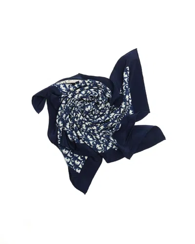 Pre-owned Dior Christian  80 Trotter Silk Scarf In Navy