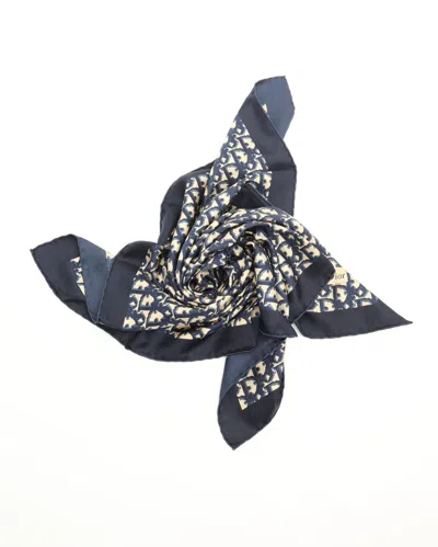 Dior Christian  80 Trotter Slik Scarf In Blue