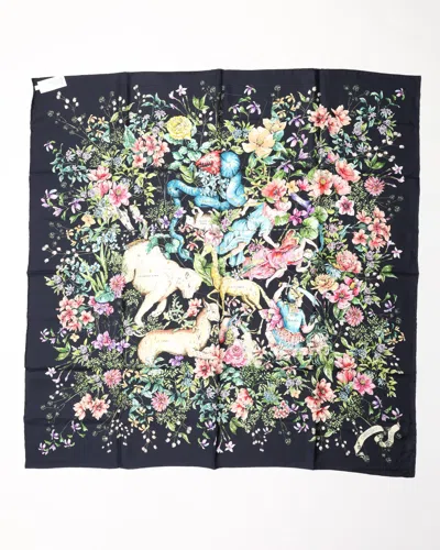 Dior Christian  90 Flora Silk Scarf In Black