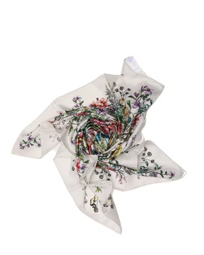 Pre-owned Dior Christian  90 Floral Silk Scarf