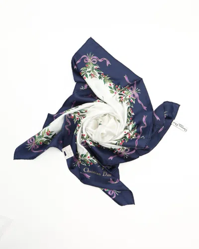Dior Christian  90 Silk Scarf In Blue