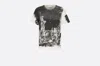 Dior T-shirt In Black And White Cotton And Linen Jersey With New York Motif