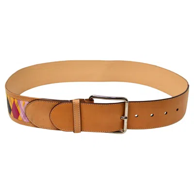 Pre-owned Dior Christian  Argyle Print Canvas & Leather Belt Circa 2004 In Brown