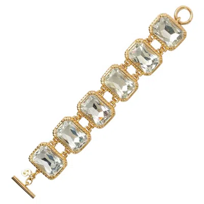 Pre-owned Dior Christian  Articulated Bracelet In Gold Metal And Rhinestones In Multi