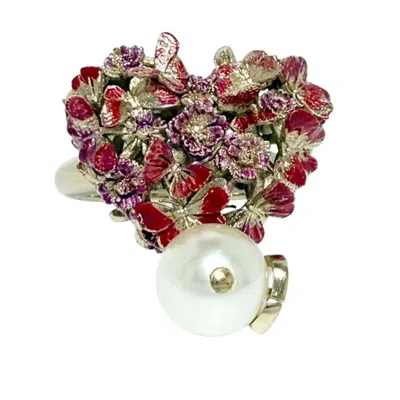 Pre-owned Dior Christian  Artificial Pearl Metal Band Ring ()