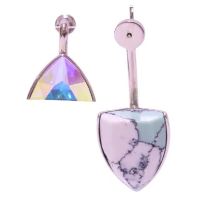 Pre-owned Dior Christian  Asymmetrical Crystal & Stone Drop Earrings In Multiple