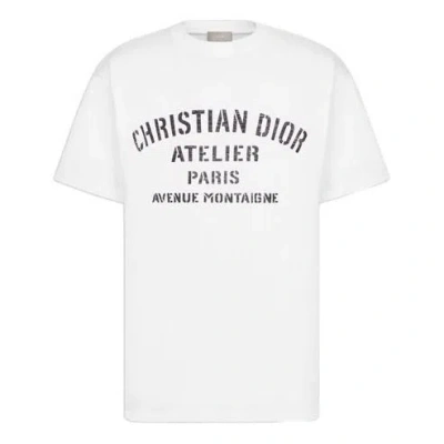 Dior Christian  Atelier Salute Designer Series Print Short Sleeve For Men White