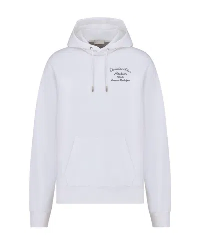 Dior Christian  Atelierlogo Embroidered Hood Hoodie In White