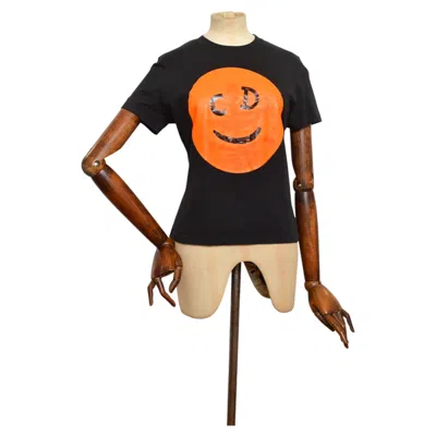 Pre-owned Dior Christian  A/w 2001 Smiley Face Black Cotton Baby Tee Logo Shirt