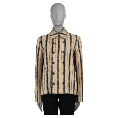 Pre-owned Dior Christian  Beige & Black Silk & Cotton 2020 Striped Tweed Jacket 42 L
