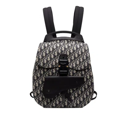 Pre-owned Dior Christian  Beige Black Canvas Leather Backpack () In Beige, Black