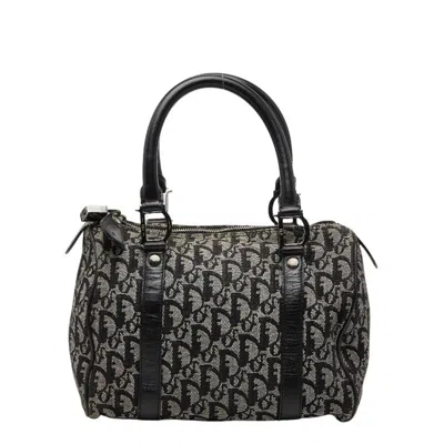 Pre-owned Dior Christian  Beige Black Canvas Leather Boston Bag Handbag () In Multi