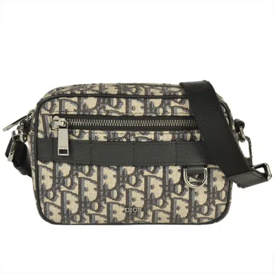 Pre-owned Dior Christian  Beige Black Cotton Fabric Leather Shoulder Bag () In Multi