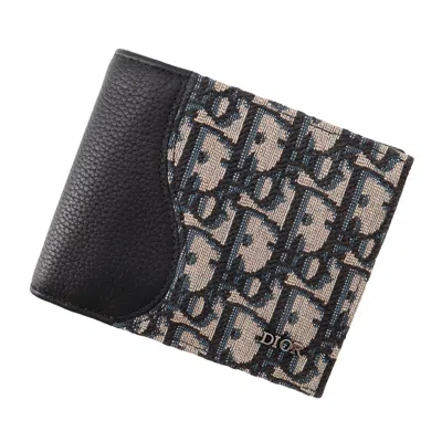 Pre-owned Dior Christian  Beige Black Jacquard Wallet (bi-fold) () In Beige, Black