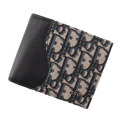 Pre-owned Dior Christian  Beige Black Jacquard Wallet (bi-fold) () In Beige, Black