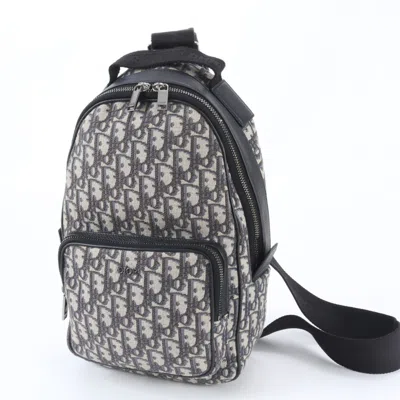 Pre-owned Dior Christian  Beige Black Leather Canvas Backpack () In Multi