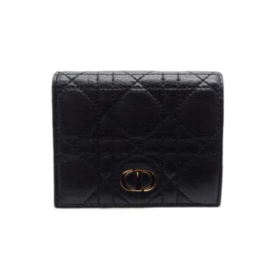Pre-owned Dior Christian  Beige Black Leather Wallet (bi-fold) () In Multi
