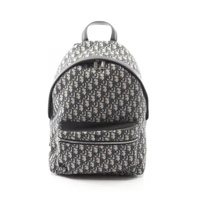Pre-owned Dior Christian  Beige Black Navy Canvas Leather Backpack ()