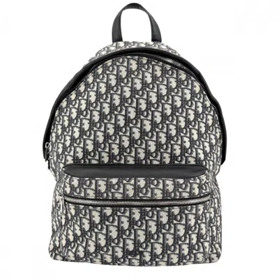 Pre-owned Dior Christian  Beige Black Navy Canvas Leather Backpack () In Beige, Black, Navy