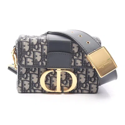 Pre-owned Dior Christian  Beige Black Navy Canvas Leather Shoulder Bag ()