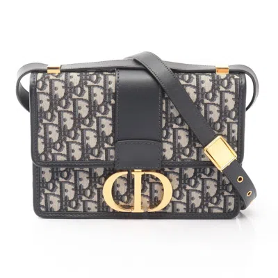 Pre-owned Dior Christian  Beige Black Navy Canvas Leather Shoulder Bag ()
