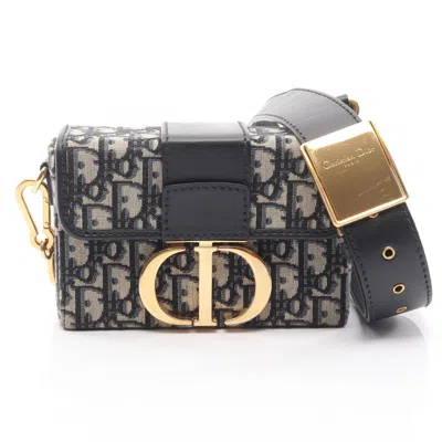 Pre-owned Dior Christian  Beige Black Navy Canvas Leather Shoulder Bag ()