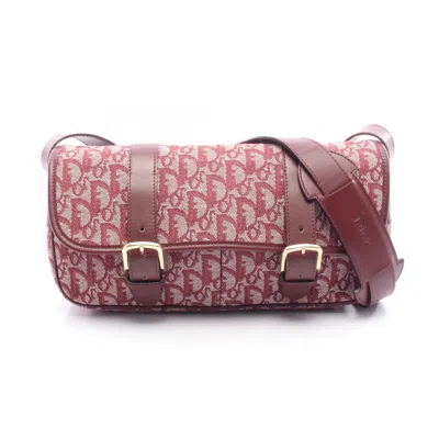Pre-owned Dior Christian  Beige Bordeaux Canvas Leather Handbag Shoulder Bag () In Multi