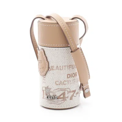 Pre-owned Dior Christian  Beige Brown Canvas Leather Pouch Shoulder Bag () In Multi